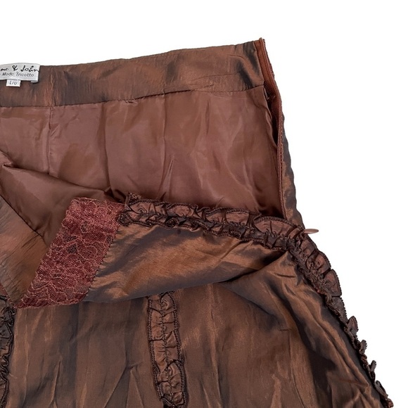 JANE & John A-Line Midi Skirt Lace Ruffle Details Shimmery Copper Style … - Picture 5 of 17